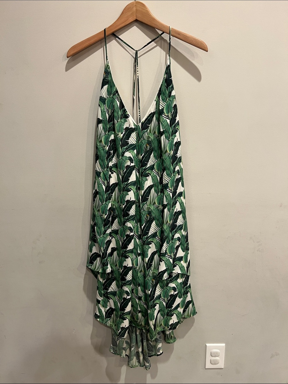 Rebecca Minkoff Green Tropical Leaf Slip Dress
